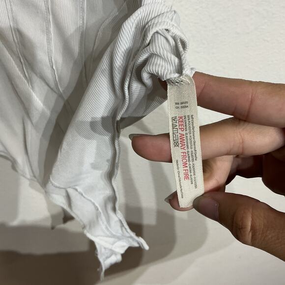 Free People Intimately White Ribbed Thong Bodysuit Sz M - Picture 9 of 14